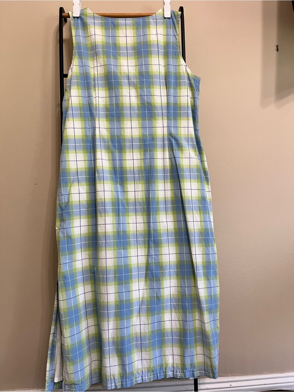 Tommy Hilfiger Cotton Plaid Maxi Dress Coastal Grandmacore Quiet Luxury Size 20 - Picture 6 of 16